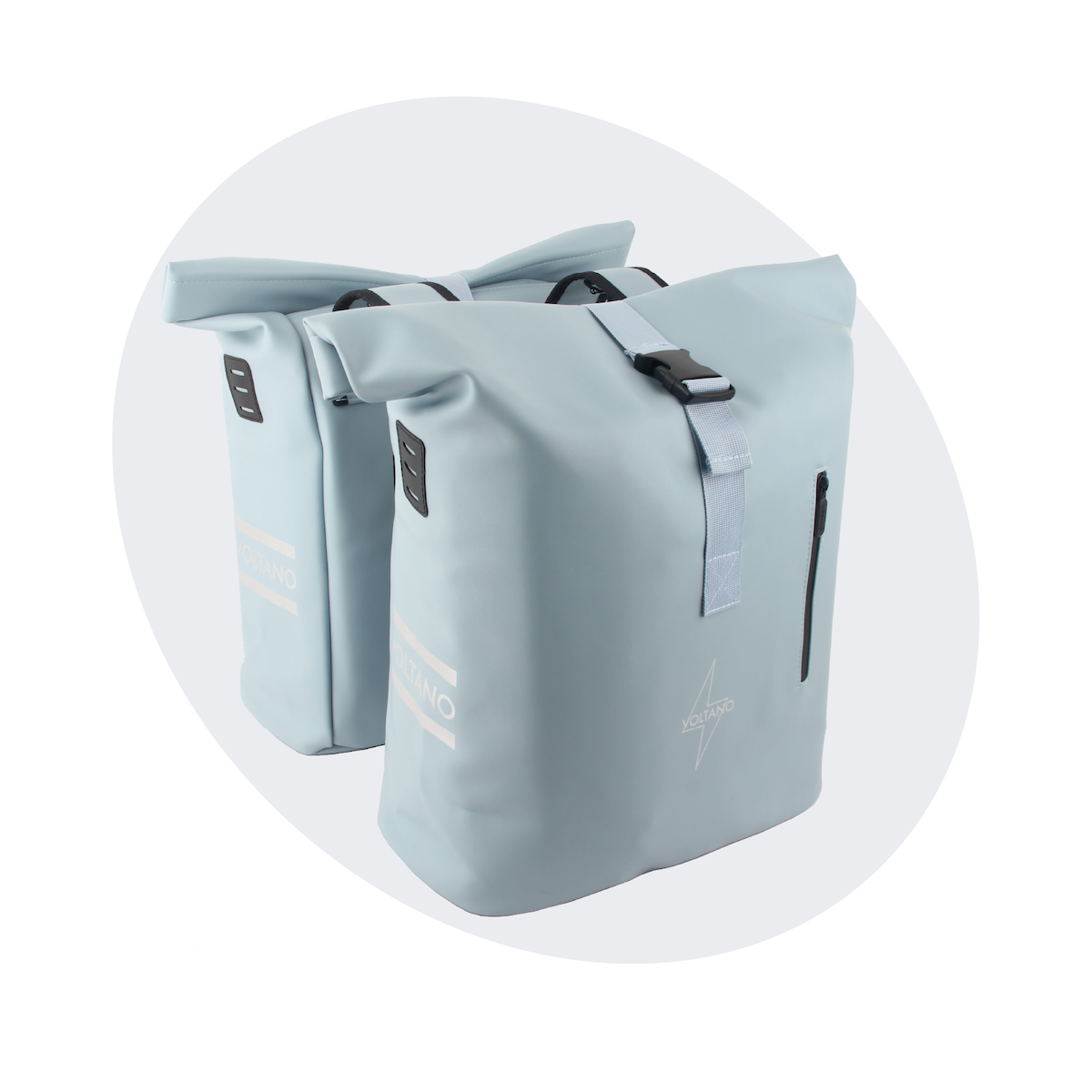 dubbele-fietstassen-741yrg.png Voltano Dubbele Fietstas Rolltop E bike Pro Ice Blauw 48 Lite - Afbeelding 1