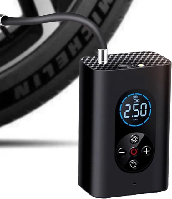 elektrische-fiets-pomp-889myk-1.jpg BOR® Elektrische Fietspomp Oplaadbaar Draagbare Compressor Powerbank en Zaklamp... | bol - Afbeelding 1