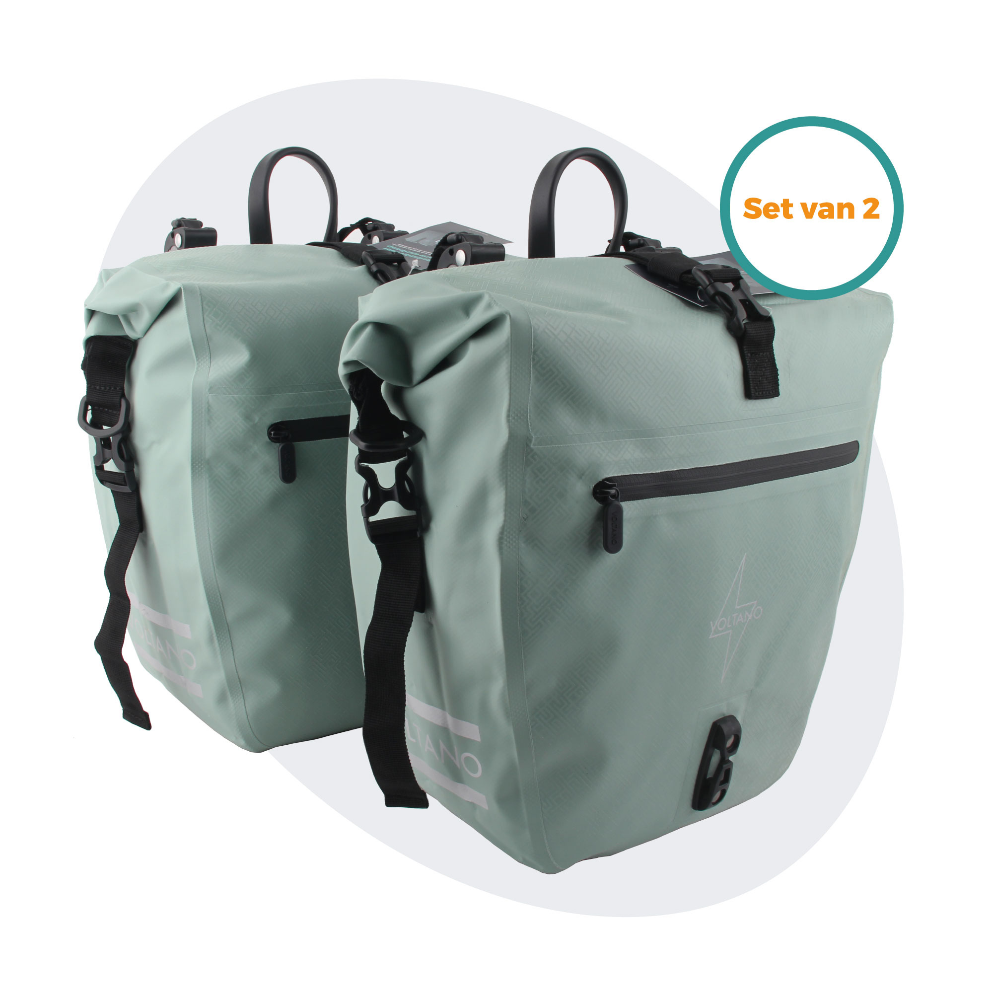 enkele-fietstassen-280cbw-1.jpg Voltano Enkele Fietstas Set E bike Mint Groen 46 Liter - Afbeelding 1