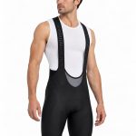 Korte fietsbroek met bretels, korte bretelbroek, BiB Tight Pro Team Line zwart rood