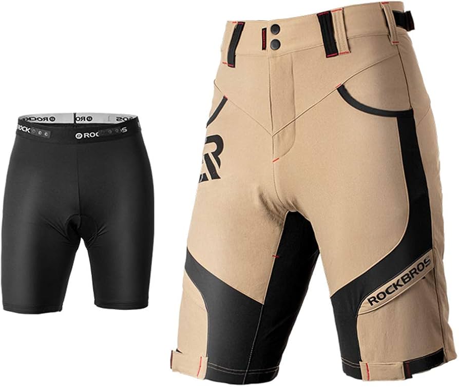 fietsbroeken-heren-923jzt-1.jpg ROCKBROS Korte Fietsbroek Heren Fietsbroek Met Zeem 4D Ademend Sneldrogend MTB Broek Lichtbruin M 4XL : Amazon.nl: Kleding, schoenen & sieraden - Afbeelding 1