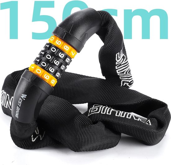 fietsenslot-078kus-1.jpg Fietsenslot Cijferslot 150 cm, Fietsenslot Hoog Beveiligd met 5 Cijferige... | bol - Afbeelding 1