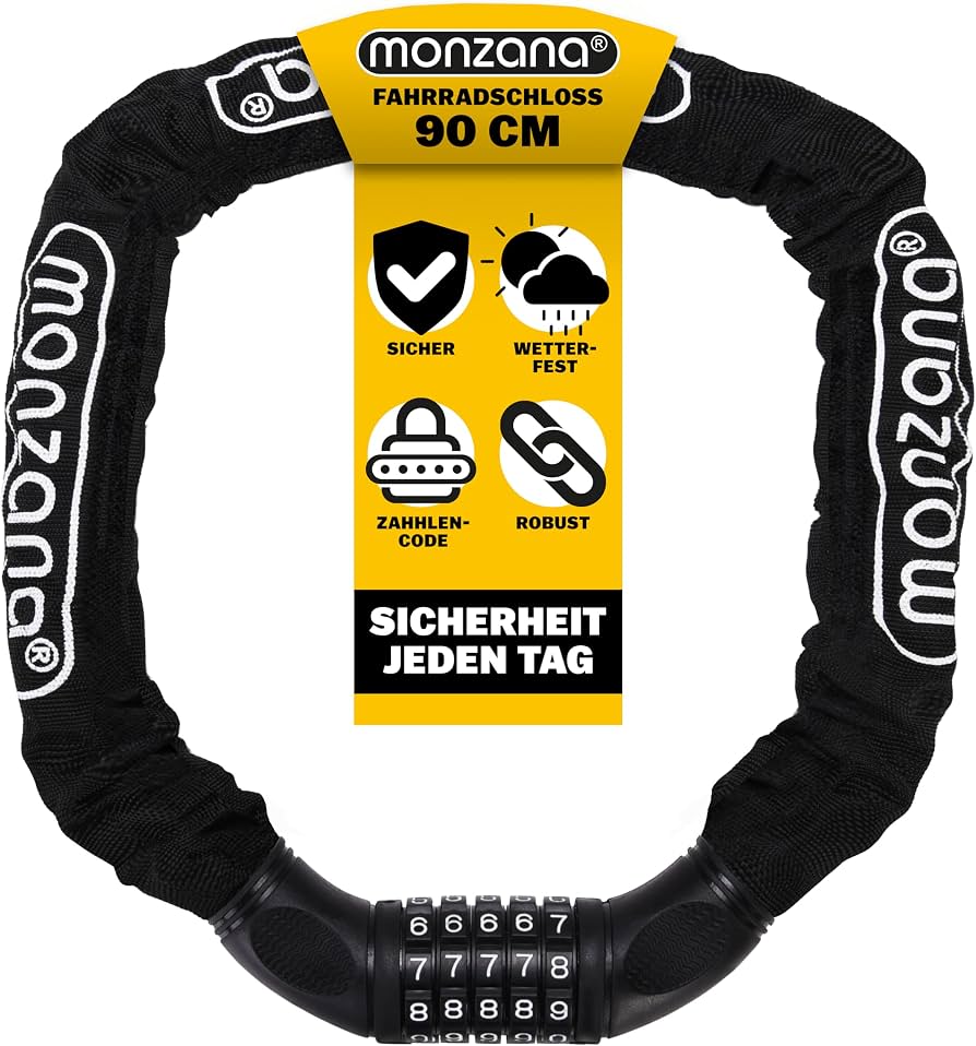 fietsenslot-820wec-1.jpg Monzana 5 Cijfer Code Fietsenslot, 6 mm Stalen Kettingschakels, Combinatie Slot, Kettingslot voor Motorfietsen, 90 cm : Amazon.nl: Sport & outdoor - Afbeelding 1