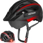 VICTGOAL Fietshelm Heren Mountainbike Helm met Afneembaar Magnetisch Vizier Afneembare Zonbeschermingskap en LED Achterlicht Fietshelm Racefiets voor Volwassenen Heren Dames 57 61 CM (Zwart Rood) : Amazon.nl: Sport & outdoor