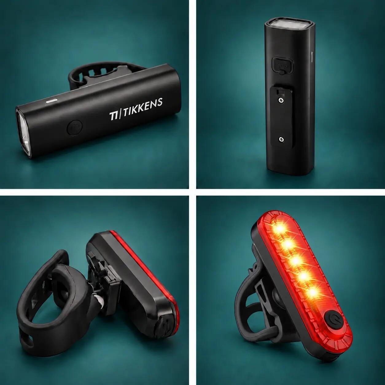 fietslamp-142kqs-1.jpg Fietsverlichting Set LED Fietslamp USB Oplaadbaar Voor & Achterlicht 500 Lm | Decathlon - Afbeelding 1