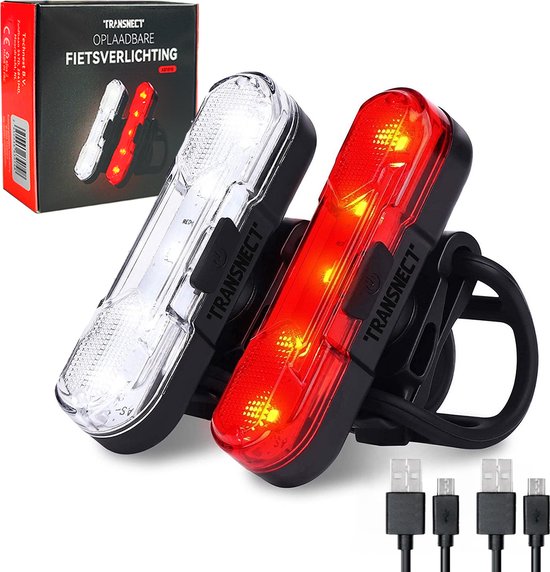 fietslampjes-818syx-1.jpg Transnect® Fietsverlichting LED set Fietslampjes voor en achter licht 6... | bol - Afbeelding 1