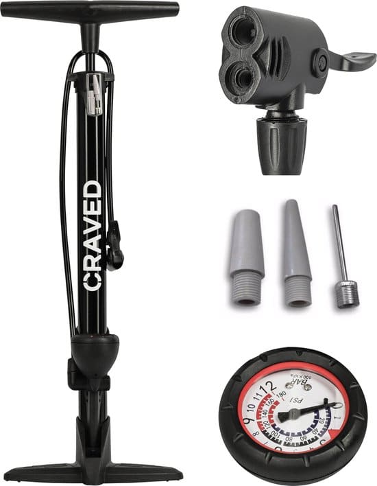 fietspomp-353qax-1.jpg Craved Fietspomp met Drukmeter | 11 Bar | BikeBudget - Afbeelding 1