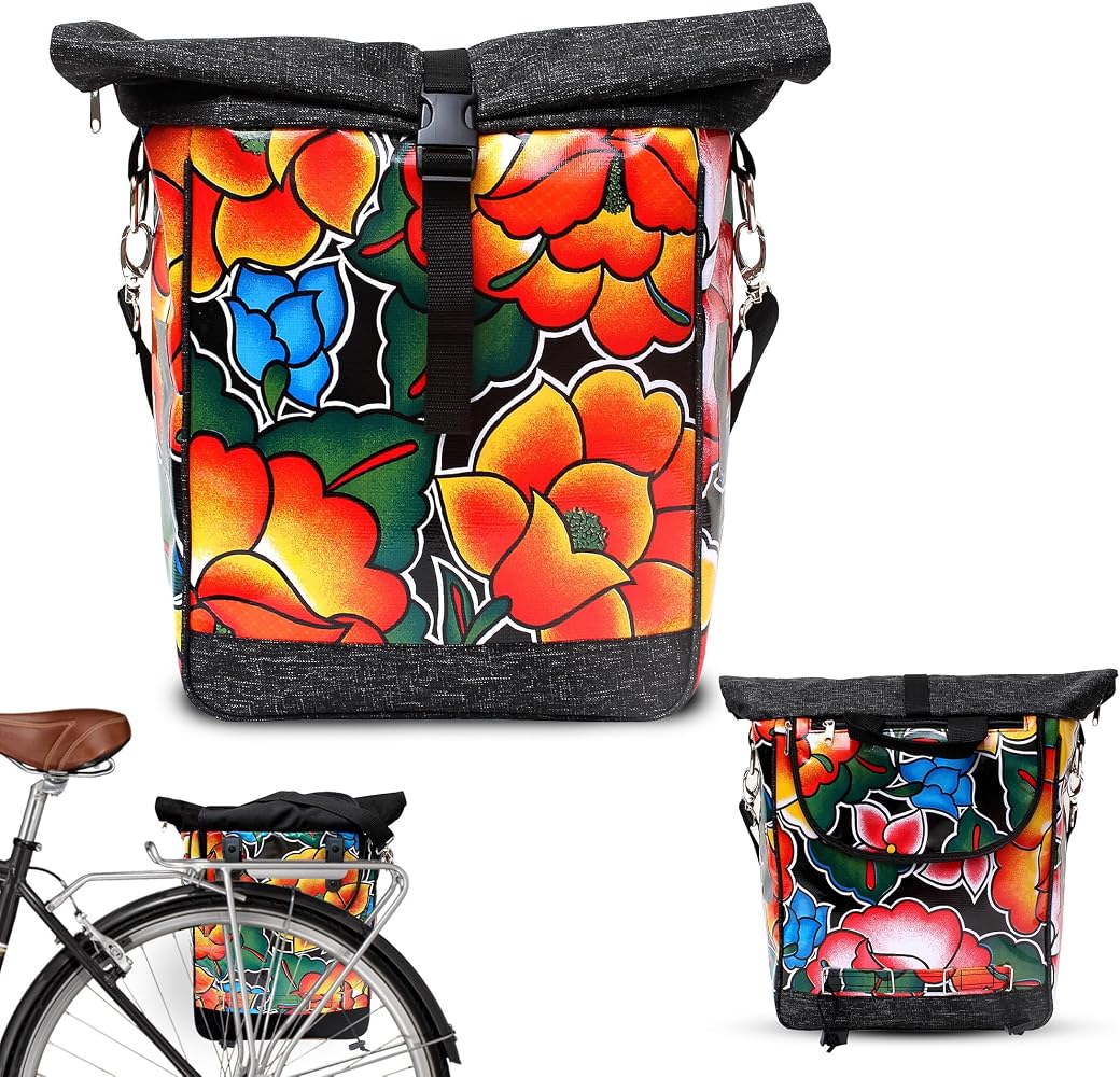 fietstas-afneembaar-914pqh-1.jpg IKURI Fietstas voor Bagagedrager Zadeltas Enkele Fietstas Afneembaar met Schouderriem gemaakt van Tafelzeil voor Dames Waterdicht Model Tehuana ... - Afbeelding 1