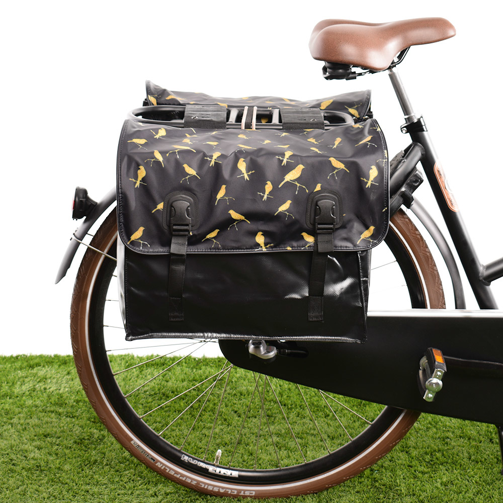 fietstas-dubbel-064oeh-1.jpg Dubbele fietstas Classic Gold Birds 46L - Afbeelding 1