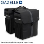 Gazelle dubbele fietstas MIK Zwart Grey