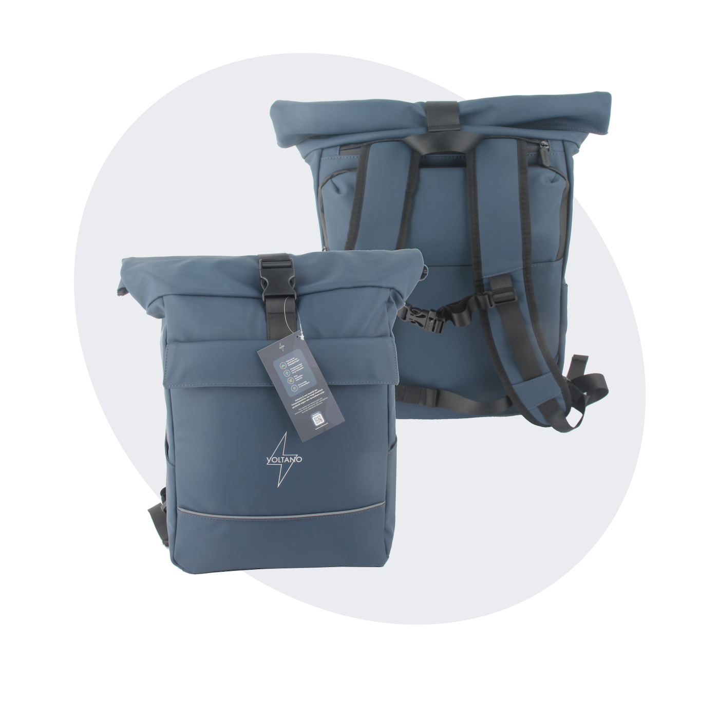 fietstas-en-rugzak-978ped.png Voltano Luxe E bike Rolltop Fietstas / Rugtas 28L Space Blauw - Afbeelding 1