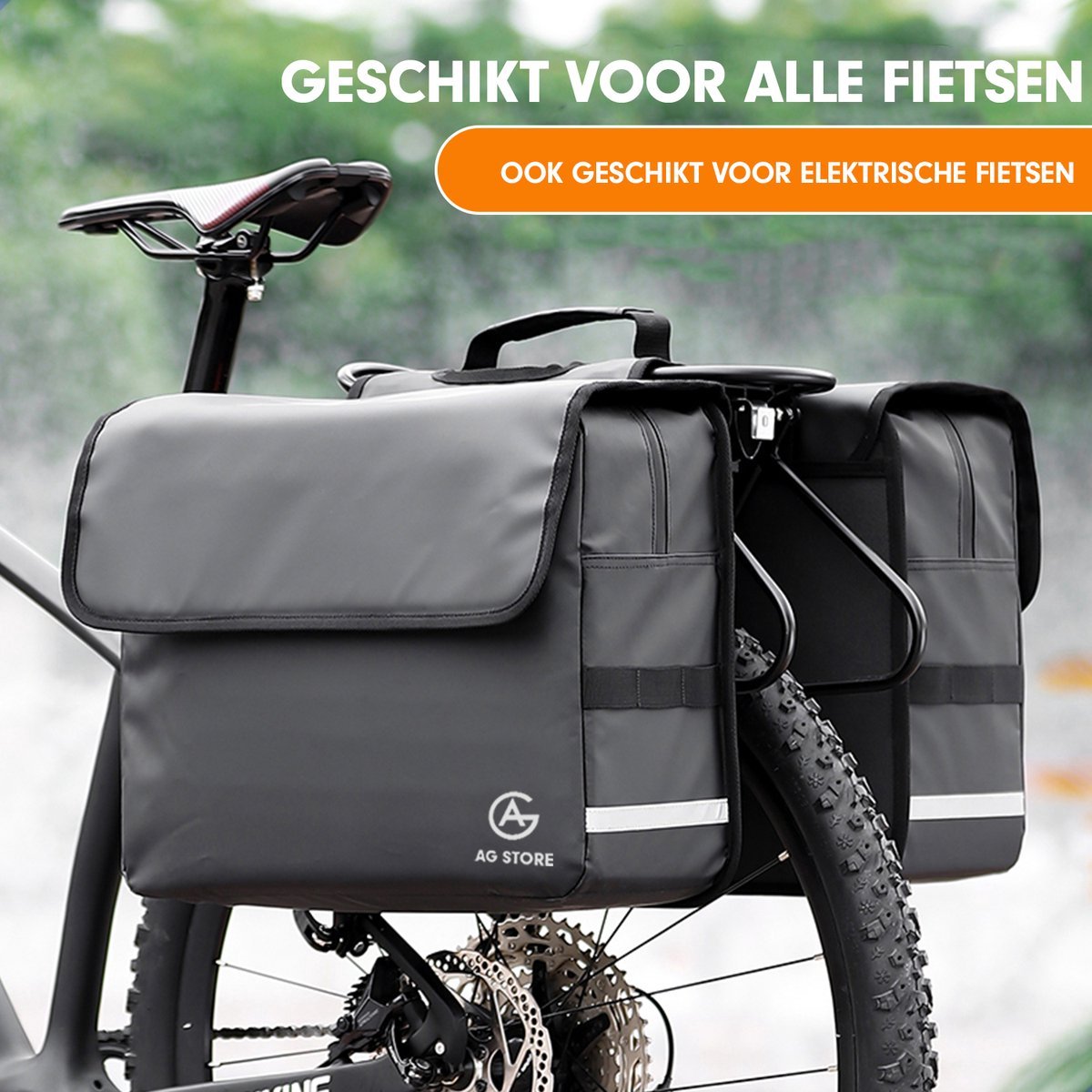 fietstas-voor-elektrische-fiets-908fei-1.jpg AG dubbele fietstas waterdicht 36 liter voor elektrische fietsen zwart - Afbeelding 1