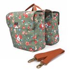 Tourbn TOURBON Waterdichte canvas fietstassen, bagagetas voor achterop de fiets, dubbele oprolbare fietstas, (Bloemenpatroon), Groen, 33x12,5x30 cm ...