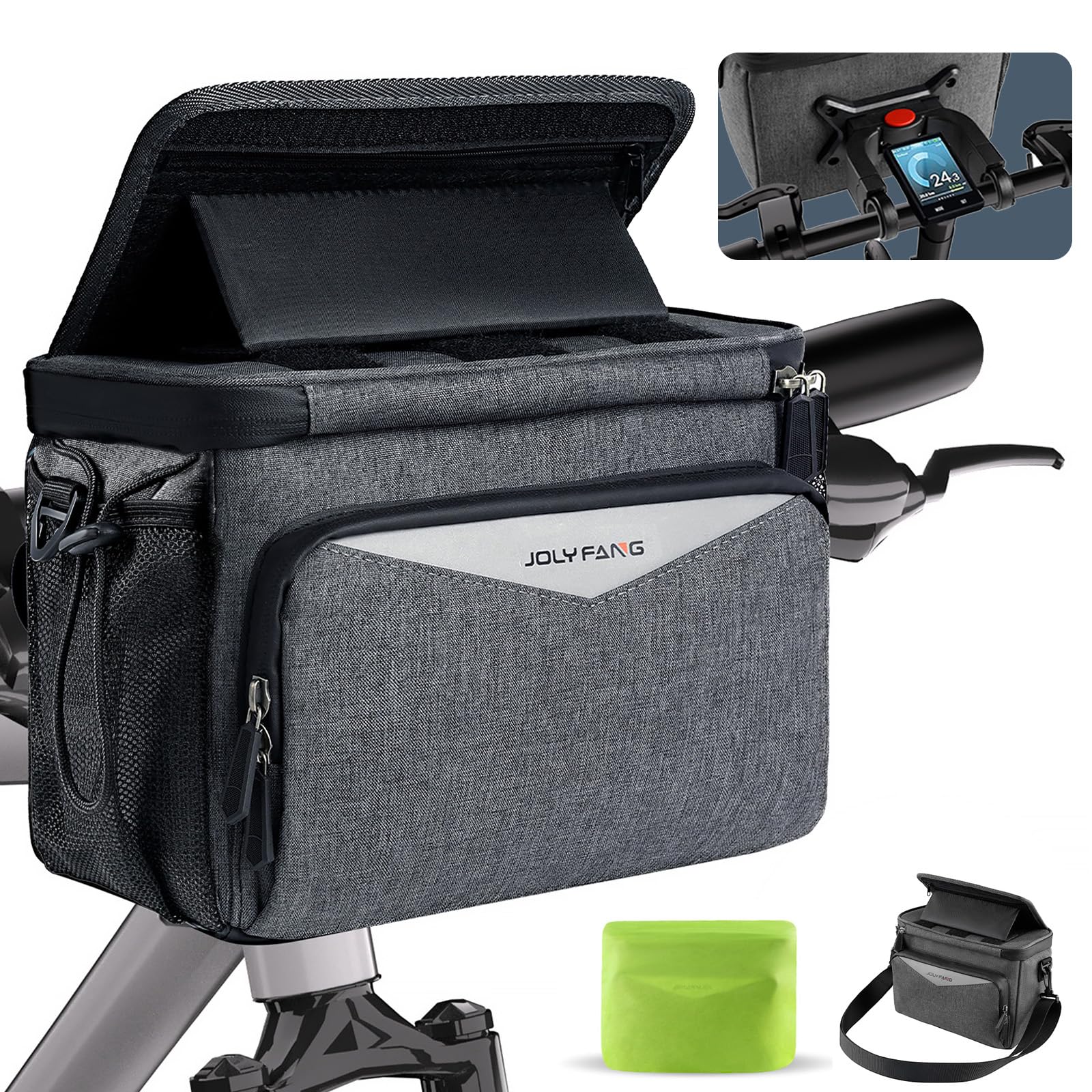 stuurtassen-fiets-463ahr-1.jpg JOLY FANG Stuurtas fiets met stuuradapter, 5,2 l waterdichte fietstas stuur met mobiele telefoonhouder touchscreen, afneembare schouderriem geschikt ... - Afbeelding 1